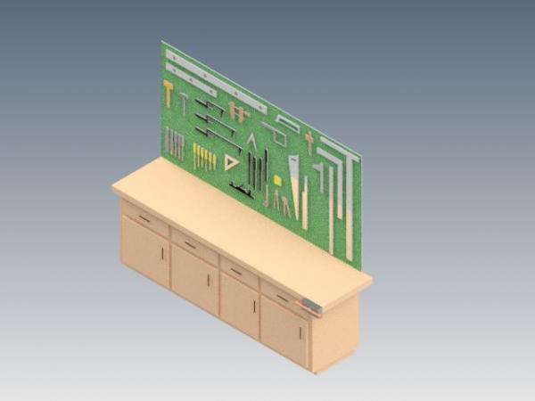 Woodworking Shop Work bench and tool panel