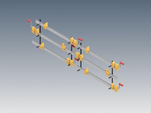 Woodworking Shop  Six bar clamps on wall bracket