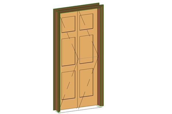 Int-Bifold door 2 wide-6 panel-Colonial Reg Casing