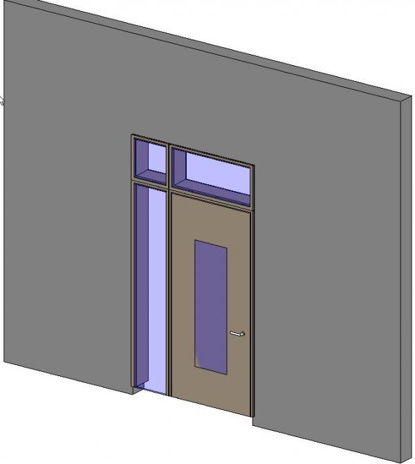 Door with sideplate and overhead light