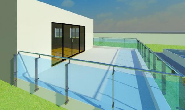 Glass panel railing (as curtain wall)_side fixing