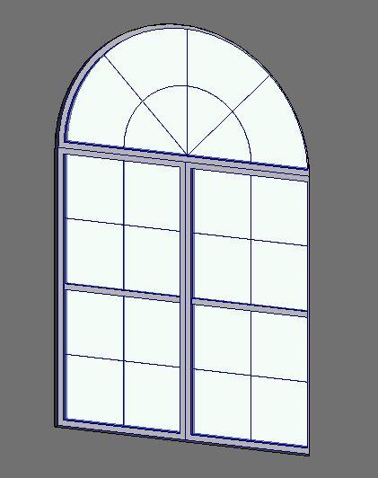 2-3060 Single Hung Divided Lite Mulled with 6030 Round Top Transom
