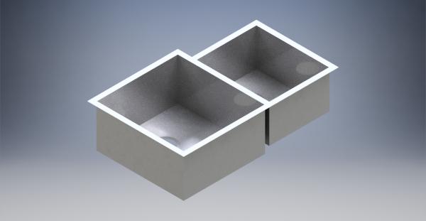 Double assymetrical undermount rectangular kitchen Sink stainless