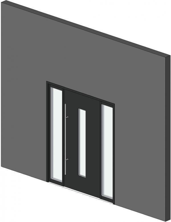 Parametric Front Entry Door With Sidelights And Vision Panel