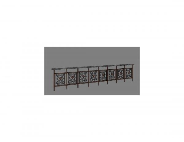 Decorative Iron & Walnut Railing