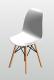 Plastic chair with wood legs