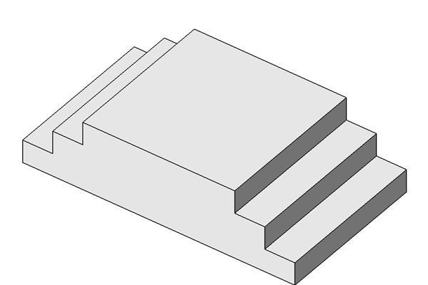 Pre-cast concrete steps, 3 risers, double entry