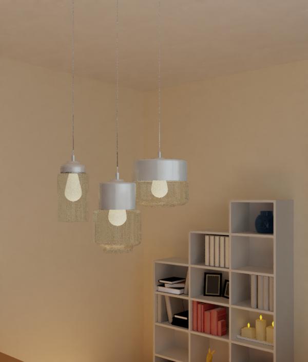 three hanging lamps