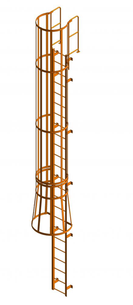Ladder Cotterman Series F with Safety Cage and Walk-thru Handrails