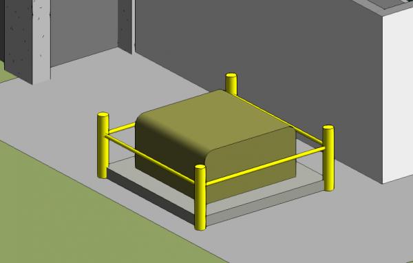 Transformer on pad w Bollards (parametric)