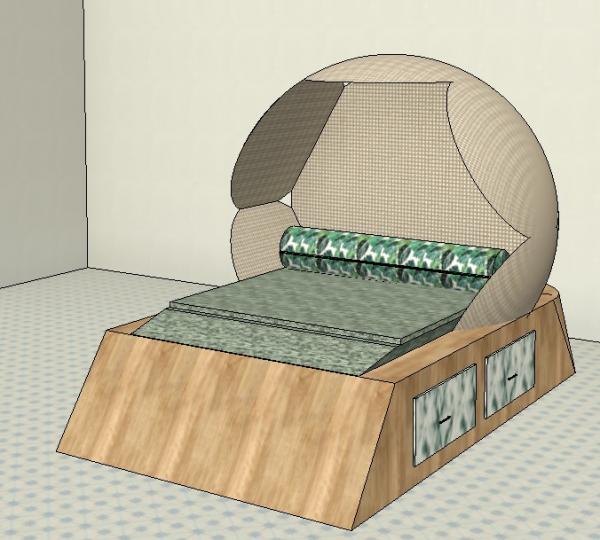 Round Wicker w/ bed