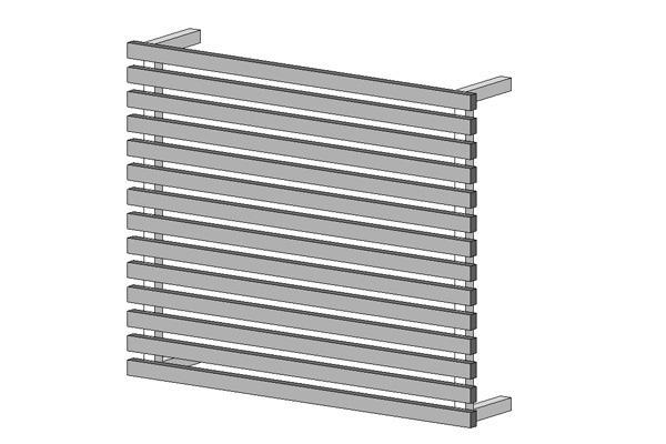 Timber Screen, battens on steel frame