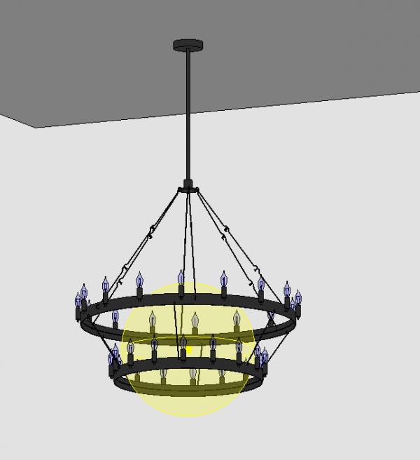 CAMINO VINTAGE CANDELABRA TWO-TIER CHANDELIER 38"