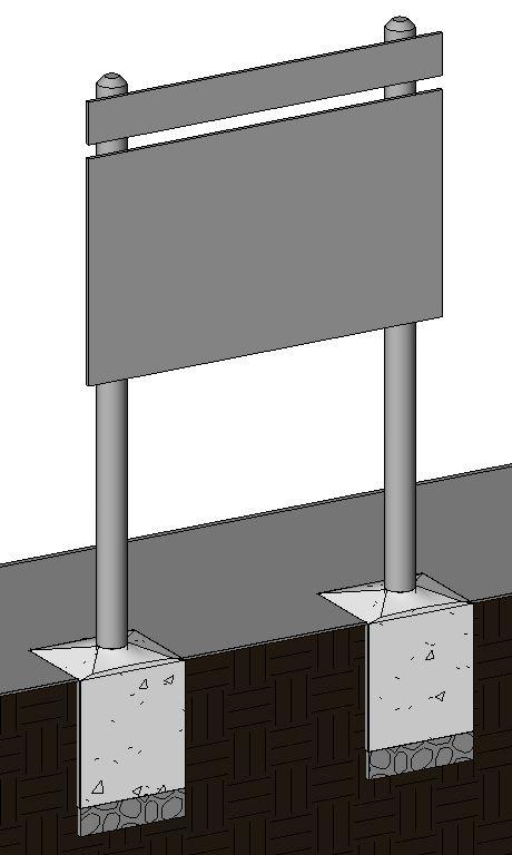 Sign with posts & foundations