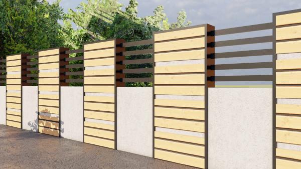 PARAMETRIC POST & DWARF WALL FENCE