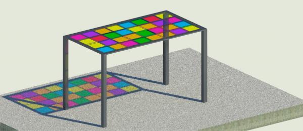 Colourful glass shade / pavilion