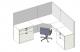 Cubicle with drawers and chair
