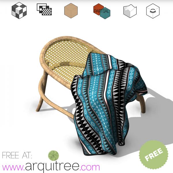 Wooden chair ottoman correctly textured