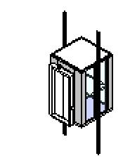 Lift with car and rails