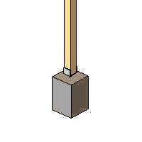timber column with footing & stirrup