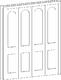 Bifold four panel door, 2 panel with arch top