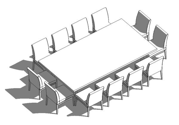 TABLE & CHAIRS: fully parametric, width > 5' 6", chair no. changes w/ size