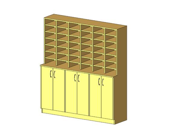 Pigeon Hole & Cupboard Wall Unit