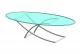 Coffee Table - 2'x4' Oval Glass Top + Arc Chrome Legs